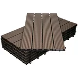 ECD Germany Terrassendielen WPC Terrassenfliesen mit Drainage und Klicksystem für Garten Balkon, BxL: je 30x60 cm, 22 mm Stärke, (30-St), Bodenbelag für 5m2 Dunkelbraun rutschfest Balkonfliesen Klickfliesen braun 30 cm x 60 cm