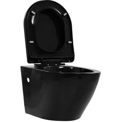 vidaXL Wand-WC ohne Spülrand Keramik Schwarz