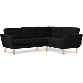 Konsimo Eckcouch Velours 2-Sitzer Schwarz