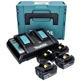Makita Power Source Kit 18 V mit 4x BL 1840 B Akku 4,0 Ah + DC 18 RD Doppelladegerät ( 197503-4 ) + Makpac