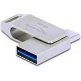 DeLock USB 3.2 Gen 1 USB-C + Typ-A Speicherstick 64 GB - Metallgehäuse, silber