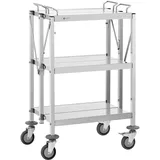 Servierwagen Edelstahl 3 Borde Ablagen: 58 x 40 cm 100 kg klappbar - Royal Catering