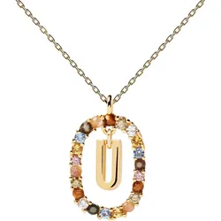 Buchstabe U Halskette - Silber 925, 18K Goldplattierung