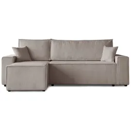 beautysofa Ecksofa HEKTOR poso2 Dunkelbeige , Breite der Ottomane 70 cm, mit Schlaffunktion - Beige