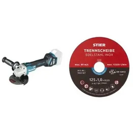 Makita DGA511Z Solo + Edelstahl-Trennscheibe 125 x 1,0 x 22,23 mm
