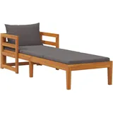 vidaXL Akazienholz Massiv Sonnenliege mit Dunkelgrauen Kissen Gartenliege Holzliege Gartenmöbel Liege Relaxliege Saunaliege Strandliege