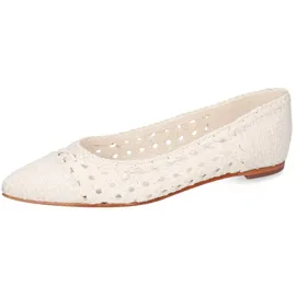 Melvin & Hamilton Fiora 2 Leder-Ballerinas für Damen Ballerina Flache Absätze, Echtes Leder, Von Hand geflochten weiß 38 EU