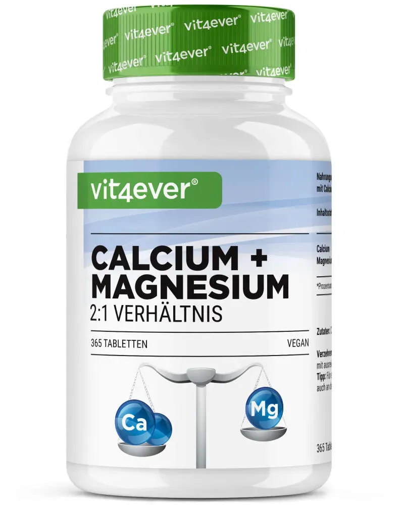 Calcium + Magnesium - 2:1 Verhältnis - 365 Tabletten