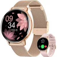 HASAKEI Smartwatch Damen, mit Telefonfunktion, 1,39" HD Touchscreen Fitnessuhr, 120 Sportmodi/Pulsuhr/SpO2, Schlafmonitor, Menstruationszyklus IP68 Wasserdicht Sportuhr Armbanduhr Android iOS Roségold