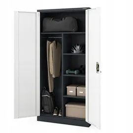 Jan Nowak Mehrzweckschrank, Weiß, Anthrazit, Metall, 90x185x45 cm Arbeitszimmer, Aktenschränke