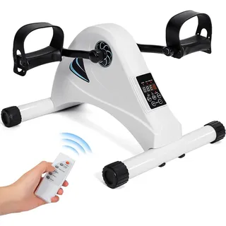 Safe Age® pedaltrainer mit 6 Stützstufen - elektrisch oder manuell angetrieben - Bürofahrrad - für Arme und Beine - Sitzfahrrad Bewegungstrainer - Weiß