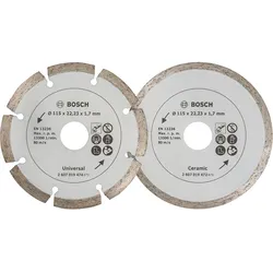 Bosch Diamanttrennscheibe für Fliesen und Baumaterial, 2er-Pack - 2607019478
