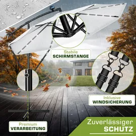 tillvex Ampelschirm Ø 350 cm Grau
