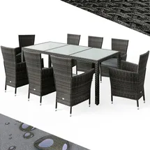 CASARIA Polyrattan Garten-Sitzgruppe 9-tlg Grau