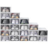 20X Transparent Schuhbox Schuhkarton Schuhaufbewahrung Schublade Stapelbar, bewahrt große Mengen an Schuhen auf, klar weiß