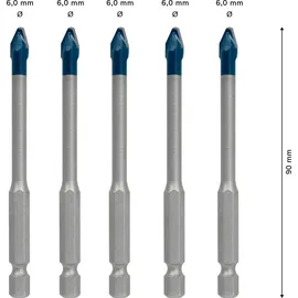 Bosch HEX-9 HardCeramic Fliesenbohrer-Set 6 mm 5 Stück