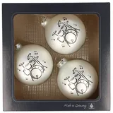 MUSIKBOUTIQUE Weihnachtsbaumkugel 3er-Set Weihnachtskugeln mit Schlagzeug-Druck, verschiedene Farben -, Musik, Weihnachten, Dekoration silberfarben