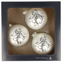 MUSIKBOUTIQUE Weihnachtsbaumkugel 3er-Set Weihnachtskugeln mit Schlagzeug-Druck, verschiedene Farben -, Musik, Weihnachten, Dekoration silberfarben