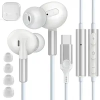 Coolden USB C Kopfhörer für iPhone 16 Pro In Ear Kopfhörer mit Kabel HiFi Stereo Ohrhörer mit Mikrofon und Lautstärkeregler USB Typ C Kopfhörer für iPhone 16 16 Plus 16 Pro Max Samsung Weiß