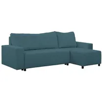 FORNIRO 24 Malaga Ecksofa mit Schlaffunktion und Bettkasten - Sofa mit 3 Sitzen und Robustem Überzug - Schlafcouch L-Form Universal - Modern Couch - 225x130x75 cm - Farben (Türkis)