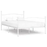 vidaXL Bettgestell mit Lattenrost Weiß Metall 140 × 200 cm