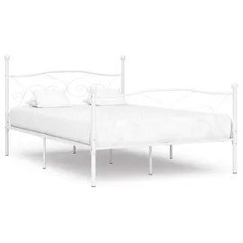 vidaXL Bettgestell mit Lattenrost Weiß Metall 140 × 200 cm