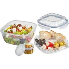 Lock & Lock LocknLock TO GO Salatbox to go mit 2 Fächern und Dressingbehälter 1,6 L