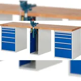 PROREGAL Werkbank Serie 7000 - Modell 7511 | HxBxT 89x250x70cm | 10x Schublade + 1x Schrank | Schubladenmaße 2x60 + 2x90 + 4x150 + 2x270mm