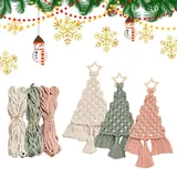 Vordpe 3 Stück Weihnachtsbaum Makramee Kit, Weihnachtsbaum Hängende Ornamente Gewebte Makramee, Makramee Garn Set, Makramee Set Anfänger, Makramee Kinder