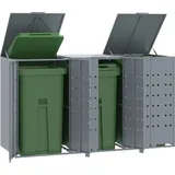 vidaXL Mülltonnenbox für 3 Tonnen Grau 207x79x117 cm Stahl