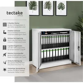 Tectake tectake® Aktenschrank aus pulverbeschichtetem Stahl, 2 höhenverstellbare Einlegeböden, 90 x 40 x 90 cm