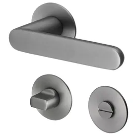 Meintürgriff Drückergarnitur Georgetown Flachrosette Samtgrau Türdrücker WC,