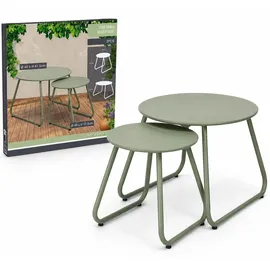 Mojawo 2-teiliges Beistelltisch-Set, Grün, ineinander stellbar, Ø 60/40 cm
