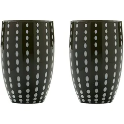 Zafferano Perle Schwarzes Glas – Farbiges mundgeblasenes Glas, 32 cl, handgefertigt – Set mit 2 handgefertigten Bechern für Wasser oder Cocktails