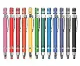 HOIIME 12 Stück Handystifte Touch, 12 Farben Tablet Stift 2 in 1 Kugelschreiber mit Touchpen, Eingabestift Multifunktionaler, Stylus Pen für iPad iPhone Kindle Notiz und Alle Smartphone