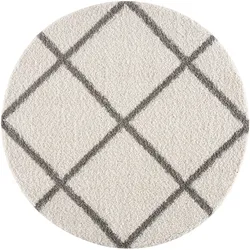 Hochflor-Teppich SANAT "Madrid", beige (creme), H:30mm Ø:200cm, Kunstfaser, Teppiche, Wohnzimmer, Langflor, Shaggy Teppich