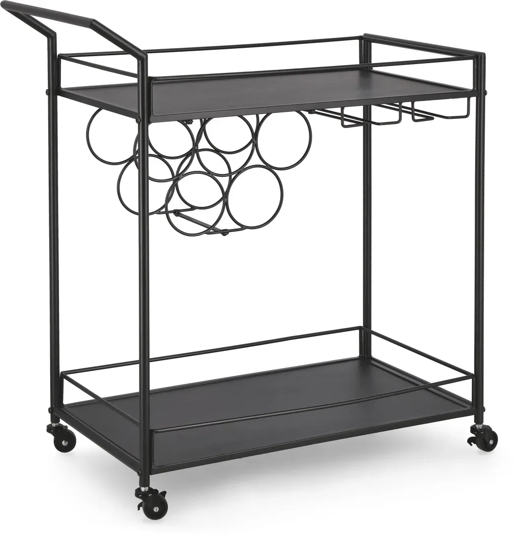 Servierwagen Isaac aus Metall, klassisch, schwarz, eckiges Design, mit Rollen für flexibles Servieren