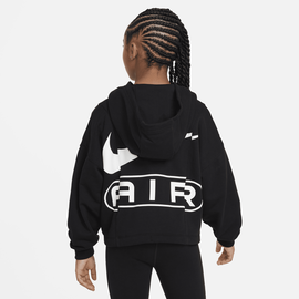 Nike Air French-Terry-Kapuzenjacke für Mädchen - Schwarz, XS