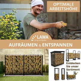 lawa living and lifestyle Kaminholzregal außen Metall mit 223x25x115 800kg verzinkt Stapelhilfe Brennholz Feuerholzregal mit Plane Brennholzunterstand - Schwarz