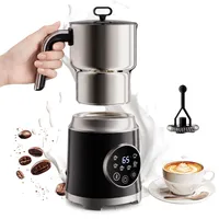 YUZINO Elektrischer Milchaufschäumer, 6-in-1-Milchaufschäumer, 1200 ml, Handmilchaufschäumer mit großem Fassungsvermögen, Heiß- und Kaltmilchaufschäumer mit Edelstahlkanne (304) für Latte, Kaffee und