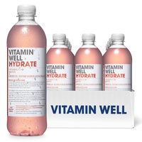 Vitamin Well Vitamin Wasser mit geschmack - Vitamin C, Vitamin D, Biotin, Zink - funktionelles und kalorienarmes Getränk, angereichert mit funktionellen Inhaltsstoffen - 12 x 500ml inkl. Pfand (Hydrate)