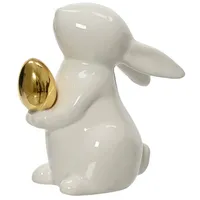 MARELIDA Hase mit goldenem Ei - Osterhase - Dekofigur