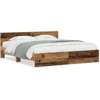 VidaXL Bettgestell mit Kopfteil Altes Holz 180x200 cm Ingenieurholz