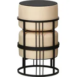 [en.casa] Multifunktionaler stapelbarer Sitzhocker Tas 2er Set rund Beige