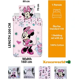 Disney Minnie Mouse Herzen Schwarz 160 x 200 cm + 70 x 80 cm