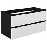 duschspa Waschtisch Unterschrank Waschtischunterschrank Waschbeckenunterschrank Badschrank, 50-120cm Hängeschrank, Matt / Hochglanz schwarz 99 cm x 52 cm x 46.3 cm