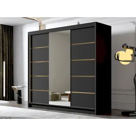 Mirjan24 Schiebetürenschrank Evo VI 200 x 215 x 58 cm Schwarz