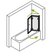 Badewannenfaltwand auf Maß, 2-teilig, Typ 5005219, ESG 6 mm, Klarglas, Profile
