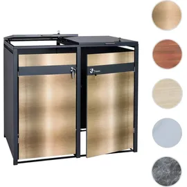 MCW 2er Mülltonnenverkleidung MCW-J82, Mülltonnenbox, erweiterbar, Metall 50kg, anthrazit ~
