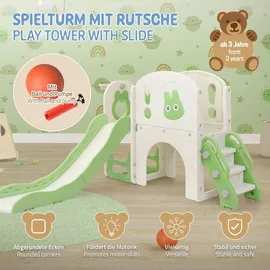 joyz Spielturm mit Rutsche und Basketballkorb Hellgrün Kunststoff